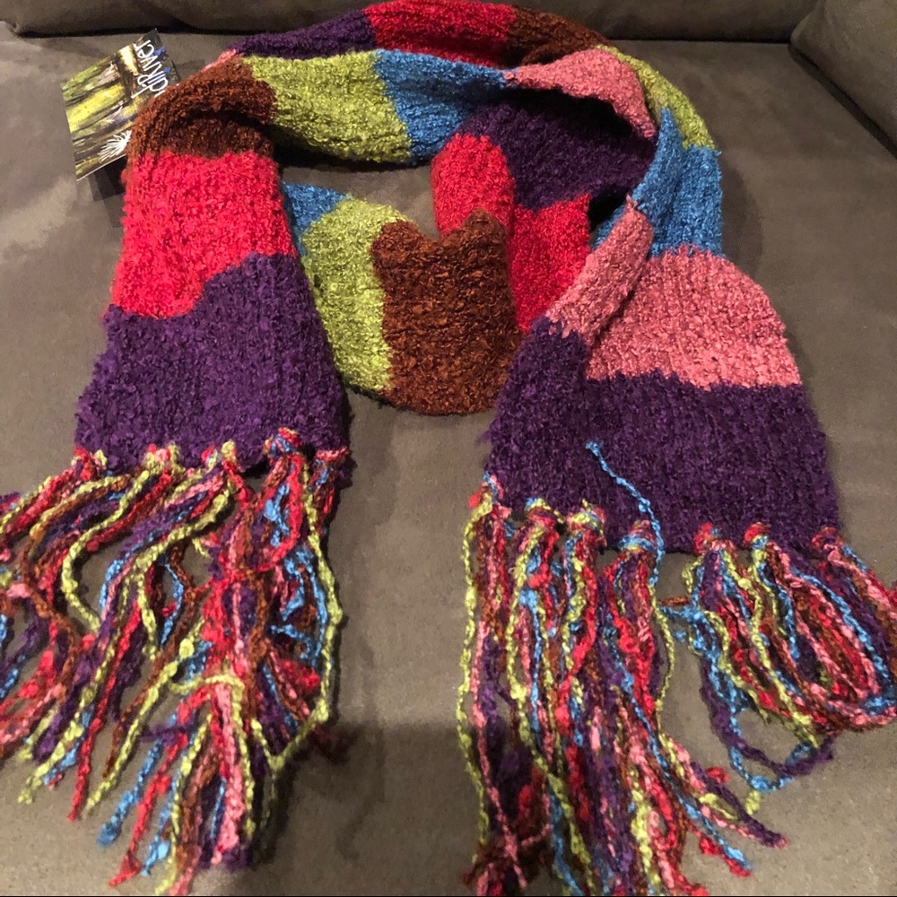Bright multicolor color block scarf